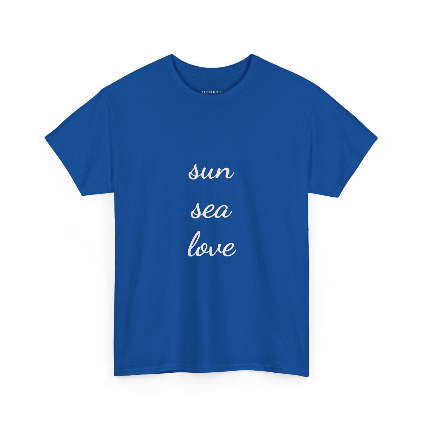 Minimalist White Tee — sun sea love" T-Shirt