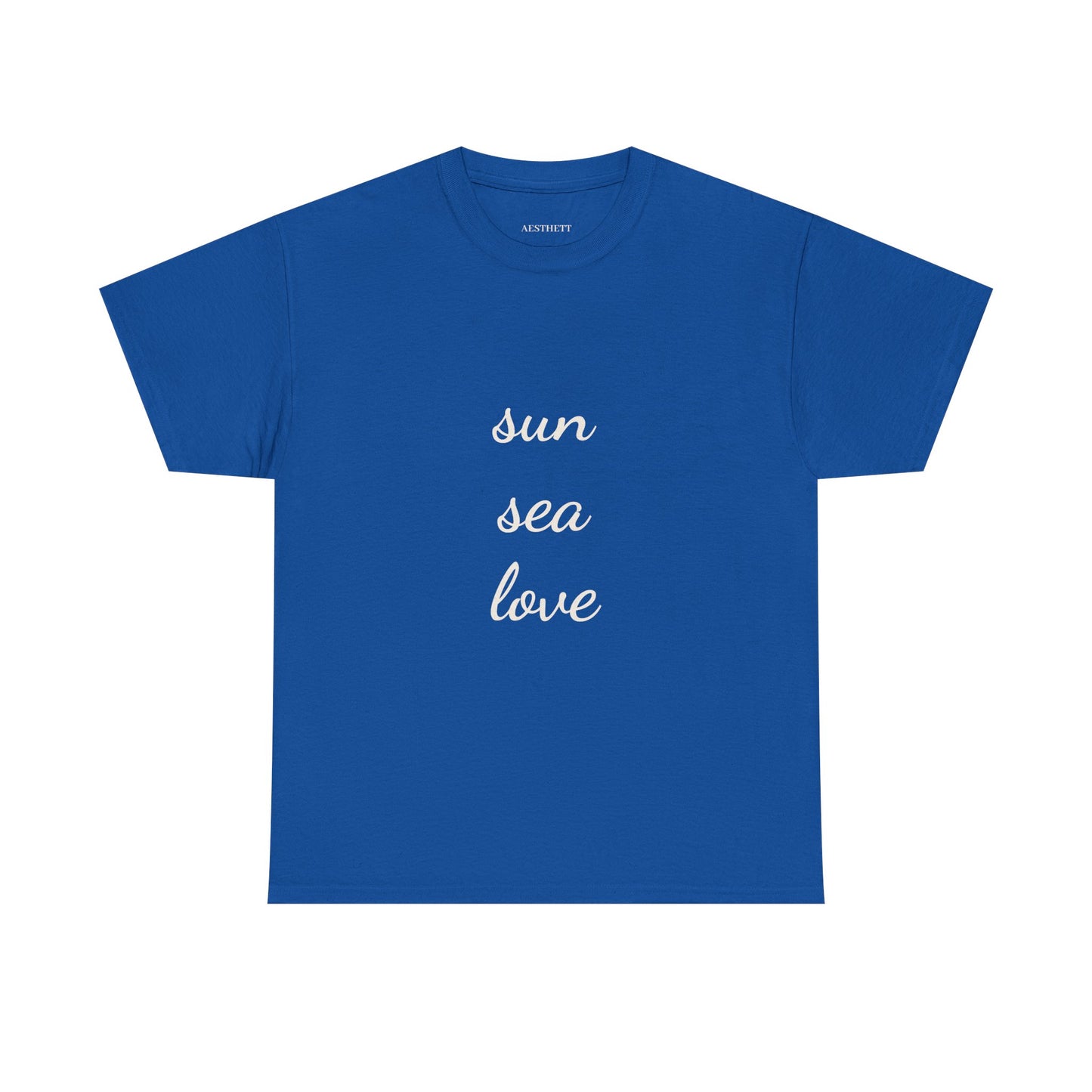 Minimalist White Tee — sun sea love" T-Shirt