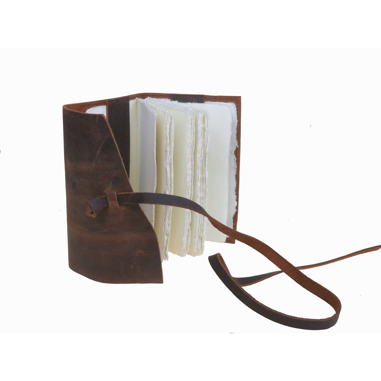 Oiled leather notebook with handmade parchment paper inside