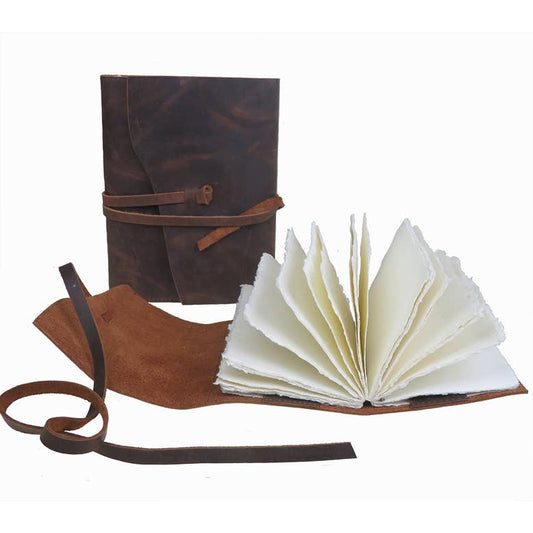 Oiled leather notebook with handmade parchment paper inside