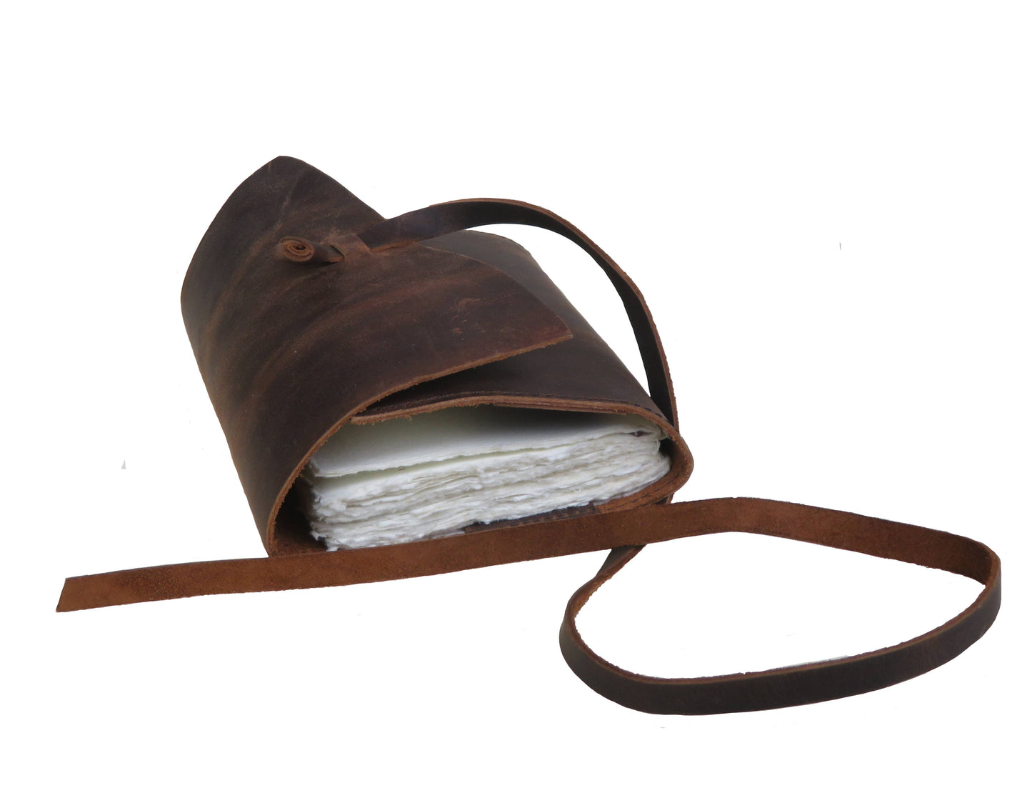 Oiled leather notebook with handmade parchment paper inside